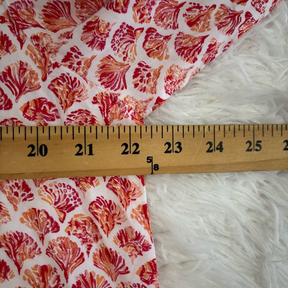 Stella Parker Womens Shell Print Button Up Top Size Large Coral Office Career - Picture 5 of 7